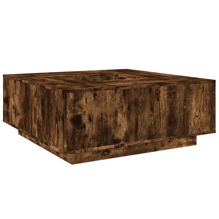 Table basse chêne fumé 100x100x40 cm bois d'ingénierie - 7