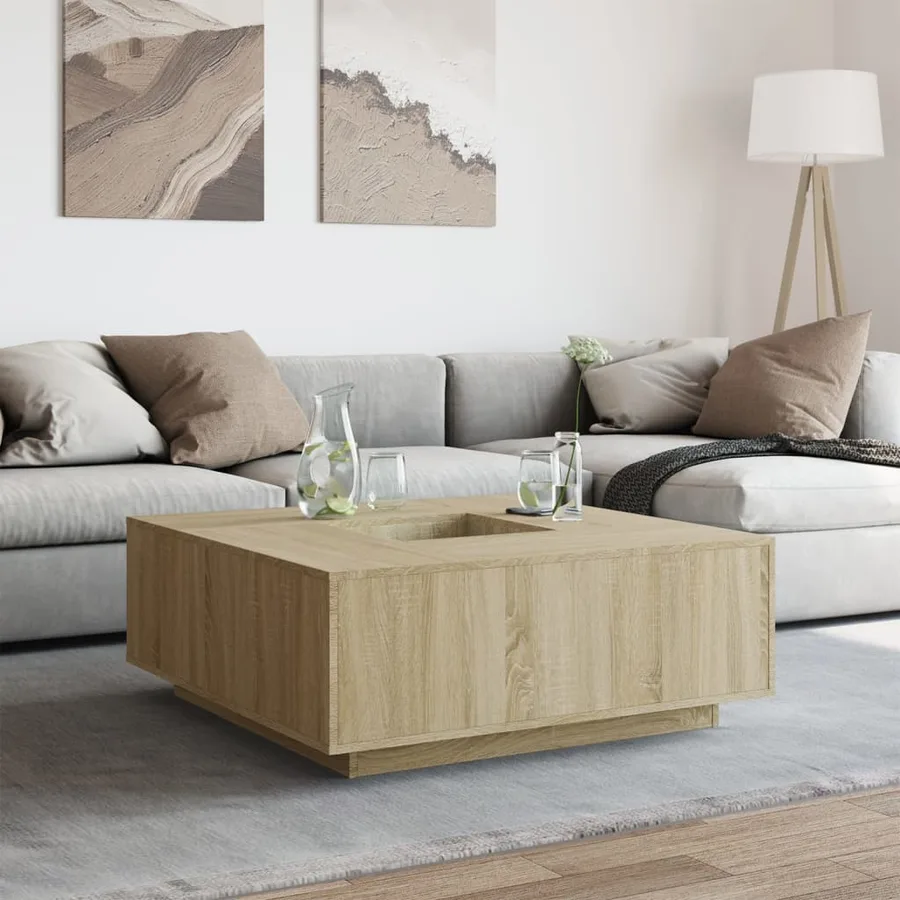 Table basse chêne sonoma 100x100x40 cm bois d'ingénierie - 3