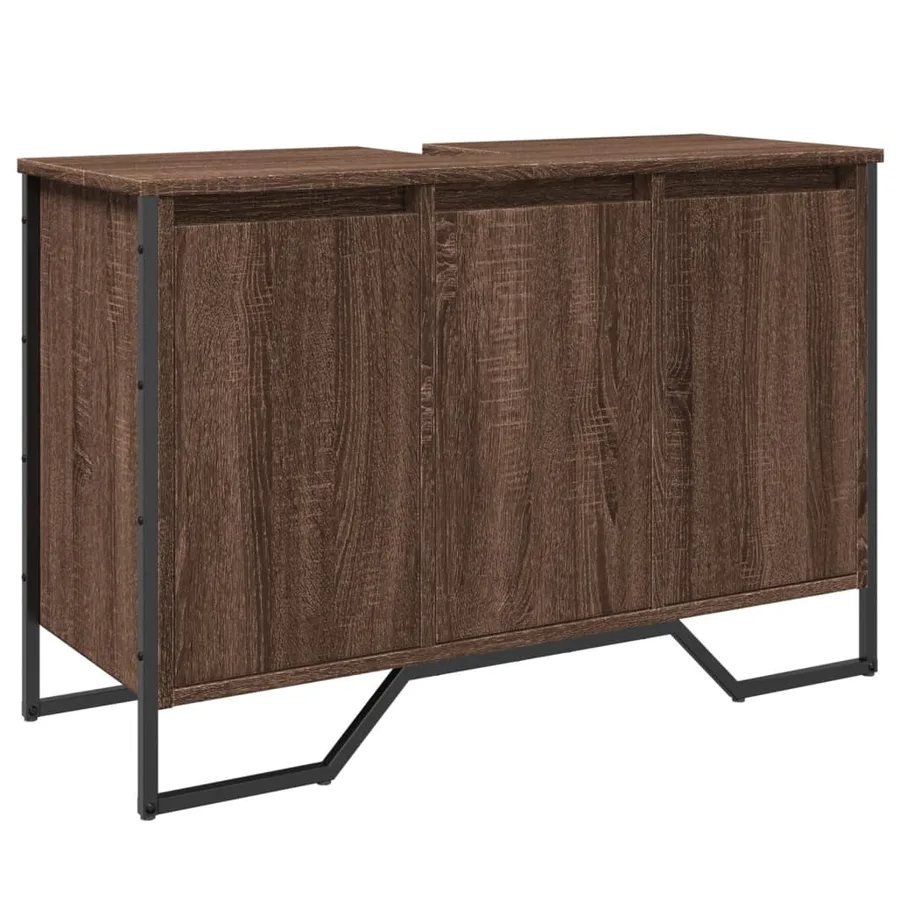 Armoire lavabo de salle de bain chêne marron 91x35x60 cm - 2