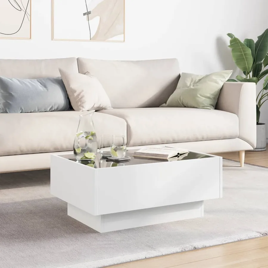 Table basse avec LED blanc 70x50x30 cm bois d'ingénierie - 4