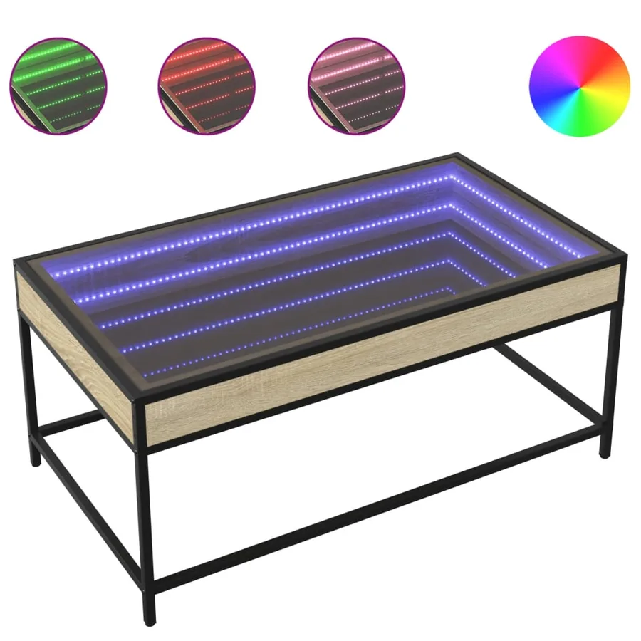 Table basse avec LED infini chêne sonoma 90x50x41 cm - 2