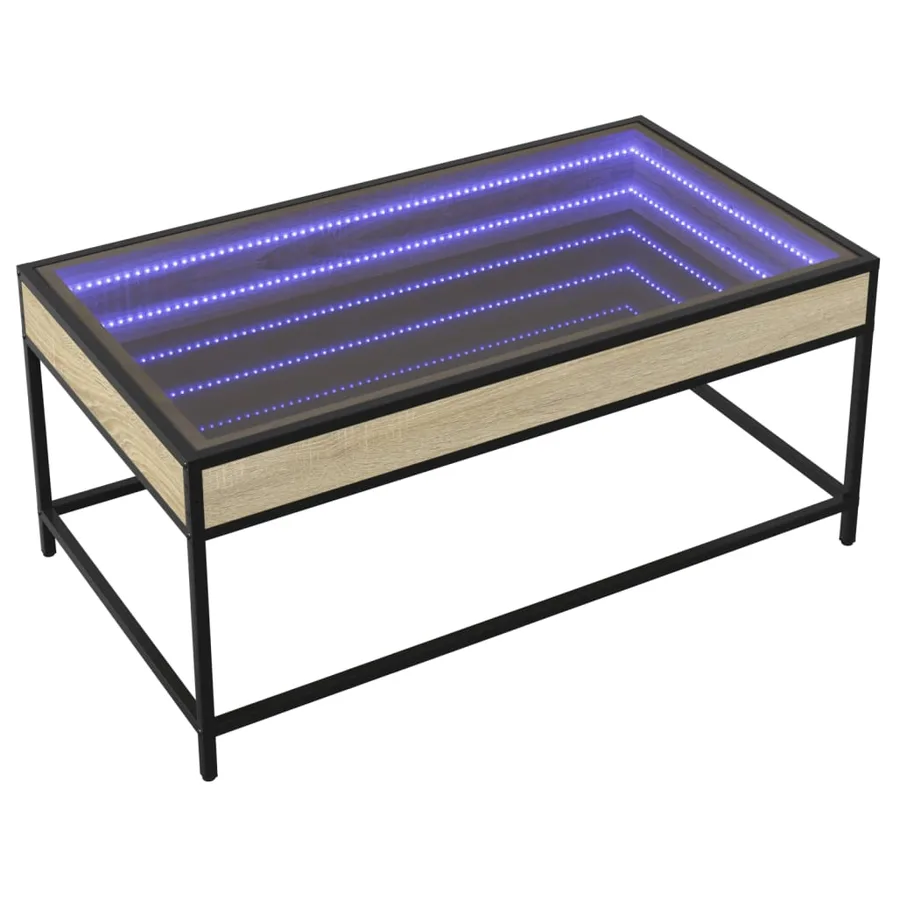 Table basse avec LED infini chêne sonoma 90x50x41 cm - 3