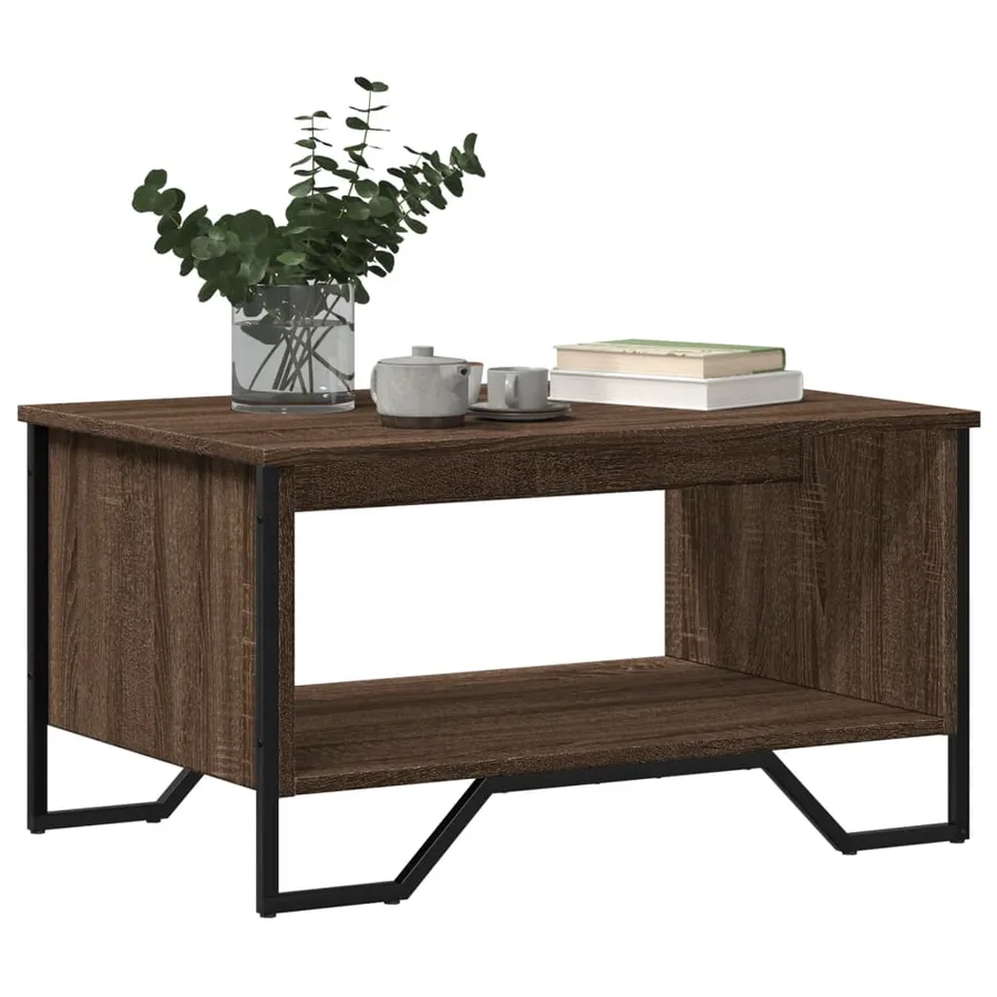 Table basse chêne marron 75x51x40 cm bois d'ingénierie - 4