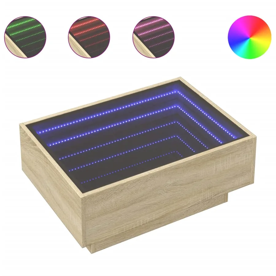 Table basse avec LED chêne sonoma 70x50x30 cm bois d'ingénierie - 2