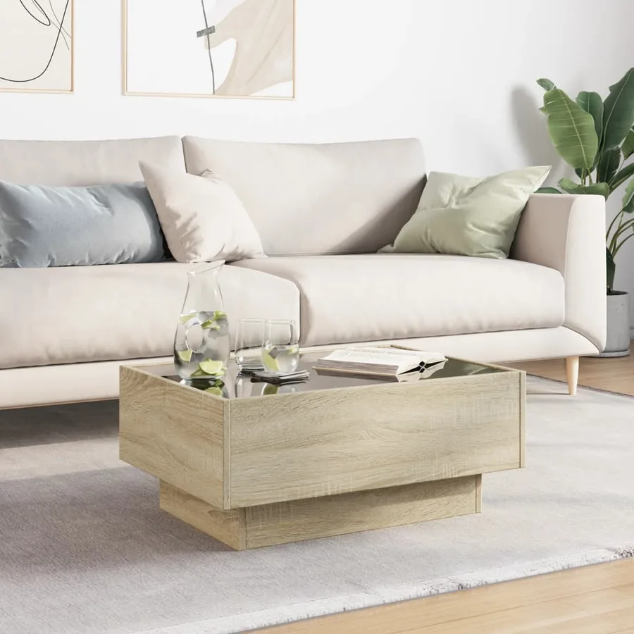 Table basse avec LED chêne sonoma 70x50x30 cm bois d'ingénierie - 4
