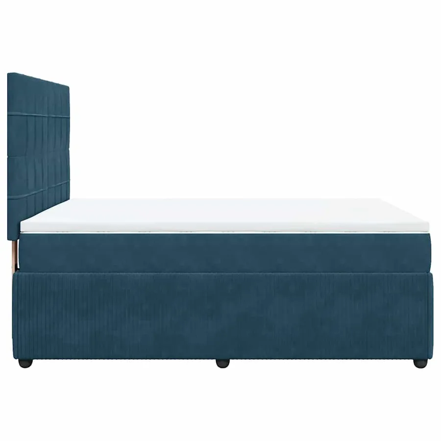 Sommier à lattes de lit et matelas bleu 160x200 cm velours - 7