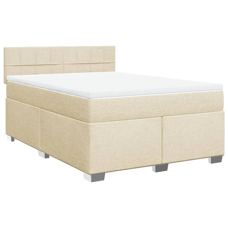 Sommier à lattes de lit avec matelas Crème 160x200 cm Tissu - 3