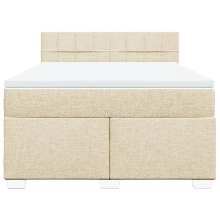 Sommier à lattes de lit avec matelas Crème 160x200 cm Tissu - 4