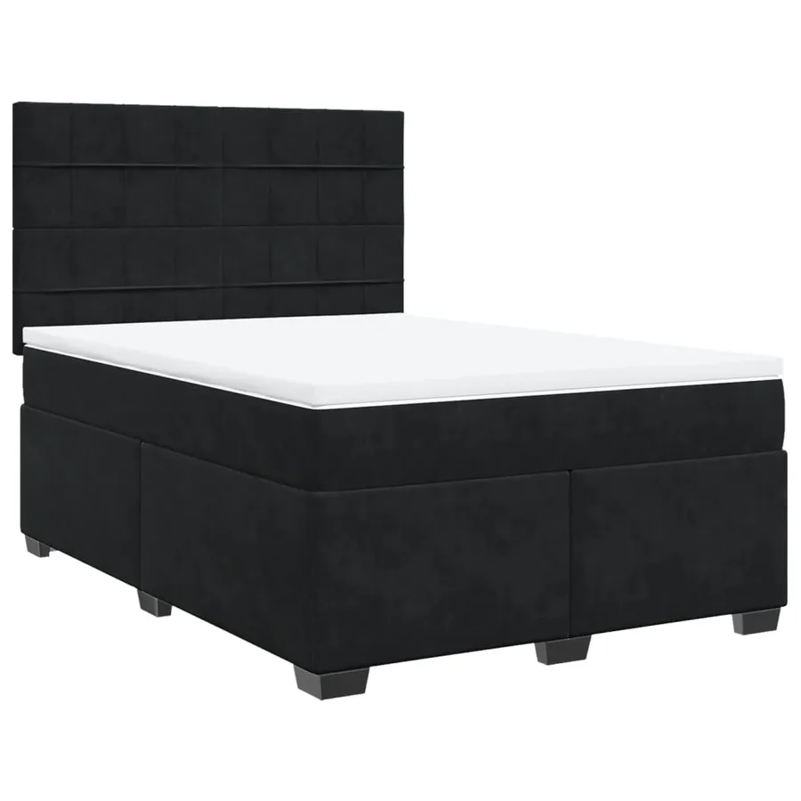 Sommier à lattes de lit et matelas Noir 160x200 cm Velours - 3