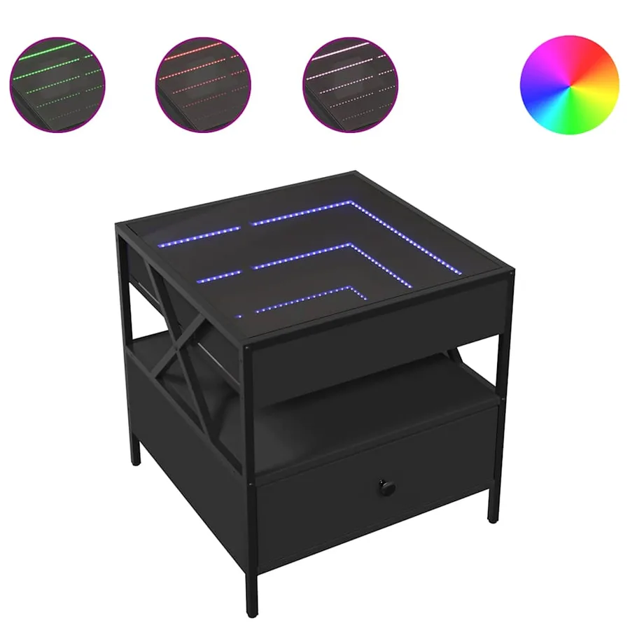 Table basse avec LED Infinity noir 50x50x51 cm - 2