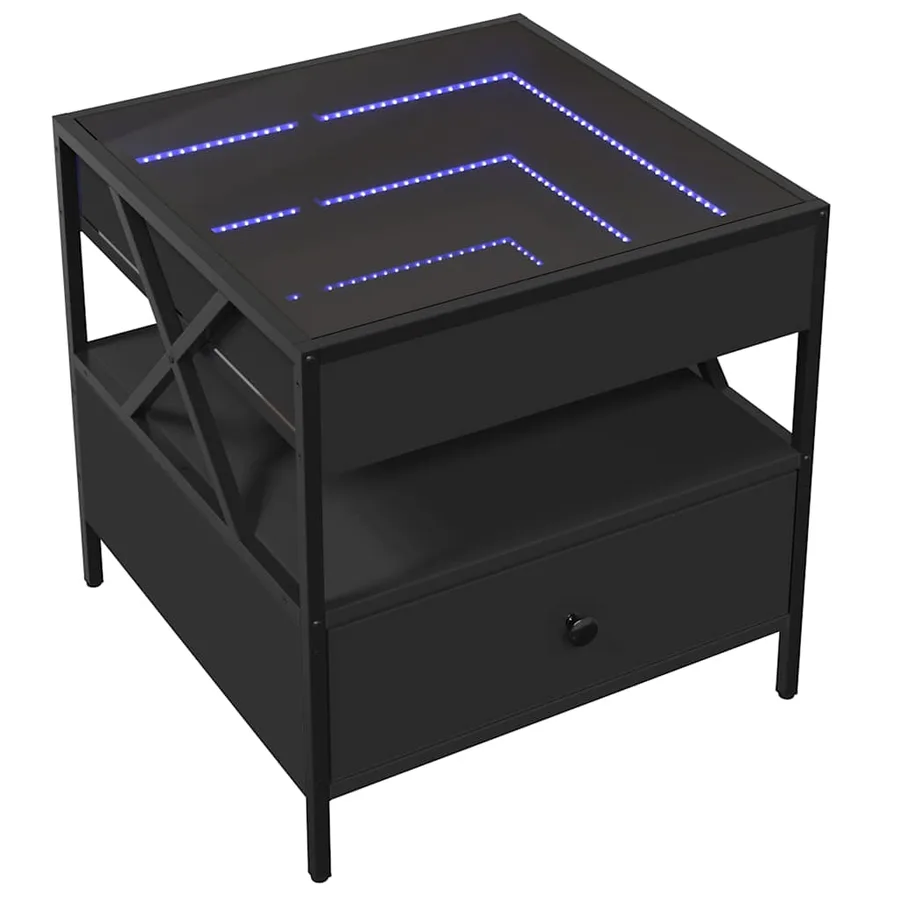 Table basse avec LED Infinity noir 50x50x51 cm - 3