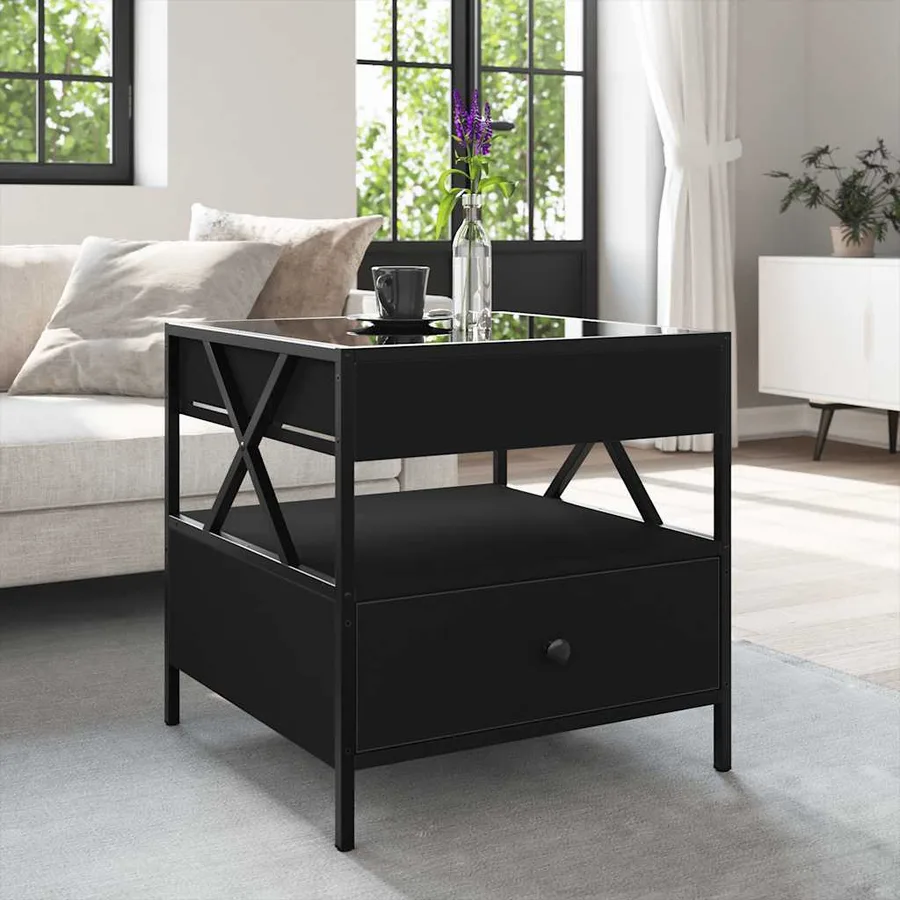 Table basse avec LED Infinity noir 50x50x51 cm - 4