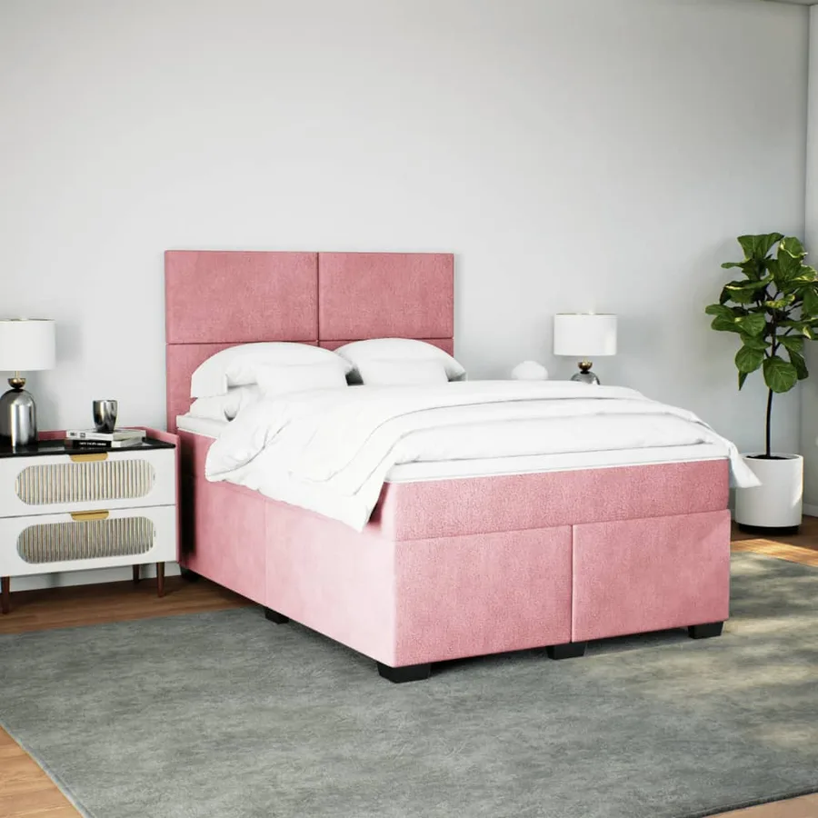 Sommier à lattes de lit avec matelas Rose 160x200 cm Velours - 3