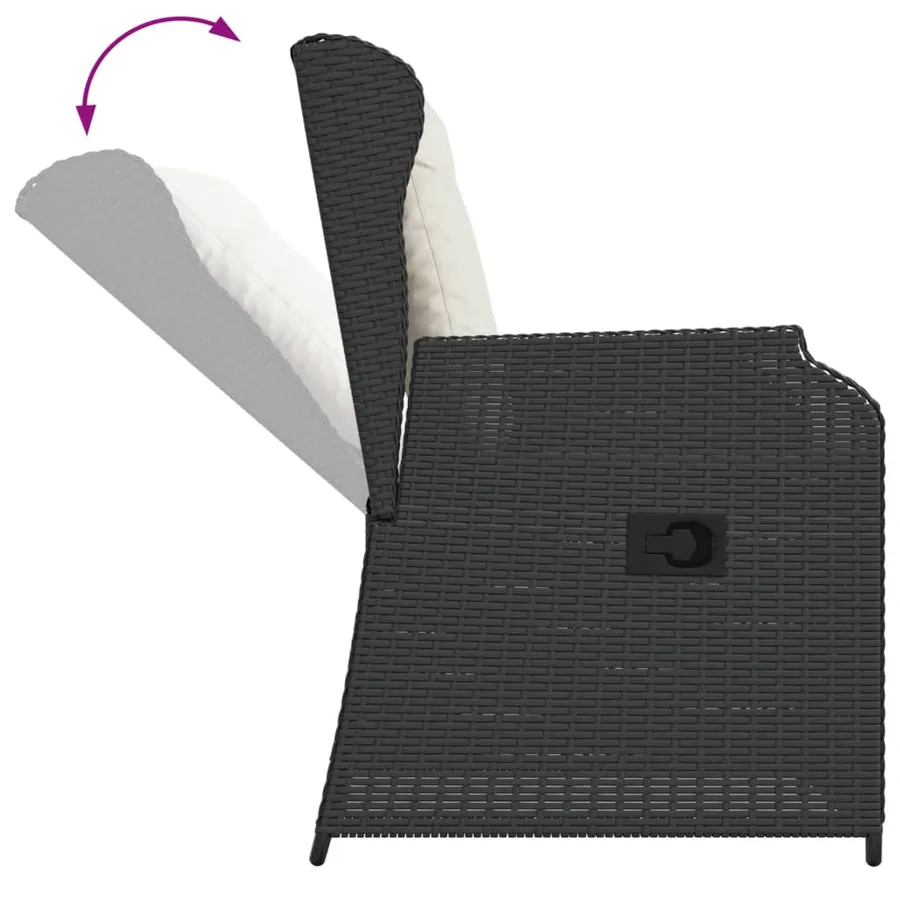 Salon de jardin 5 pcs avec coussins Noir Résine tressée - 5