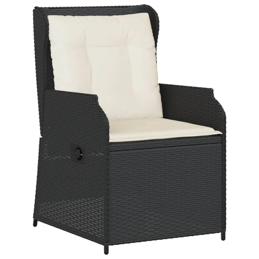 Salon de jardin 5 pcs avec coussins Noir Résine tressée - 3