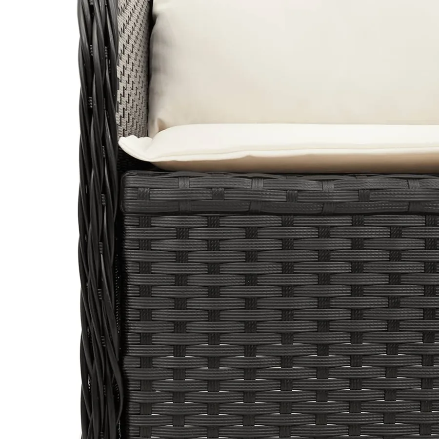Salon de jardin 5 pcs avec coussins Noir Résine tressée - 7