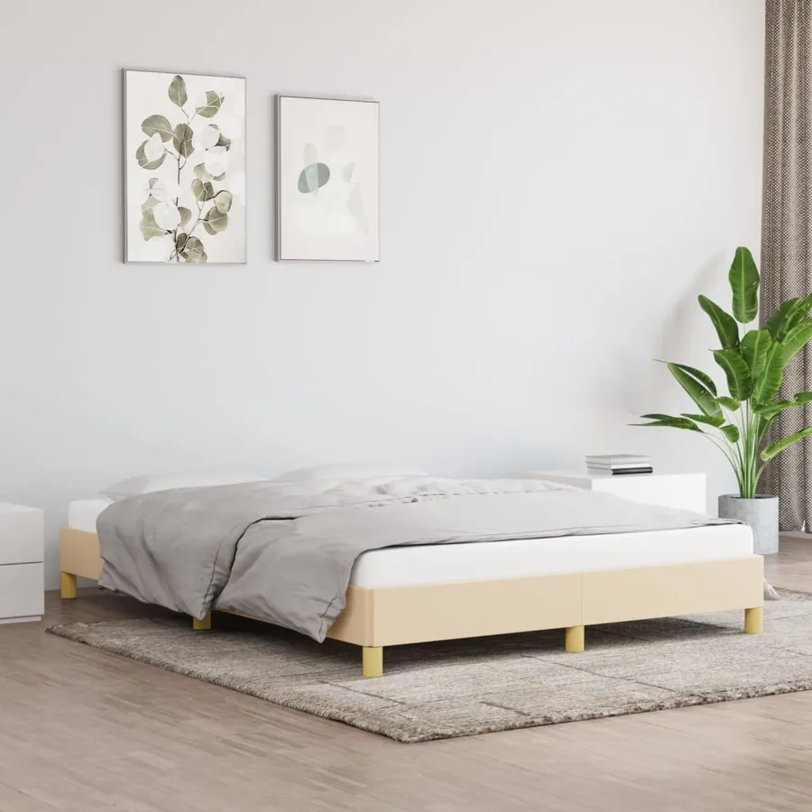 Cadre de lit sans matelas crème 160x200 cm tissu
