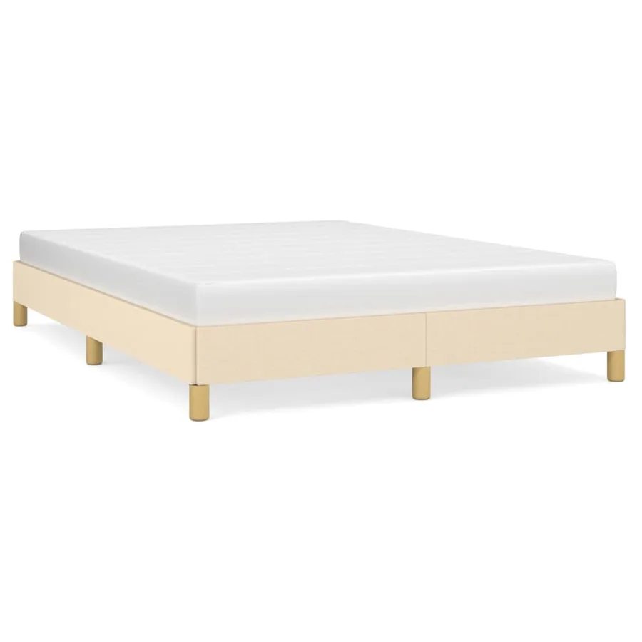 Cadre de lit sans matelas crème 160x200 cm tissu - 2