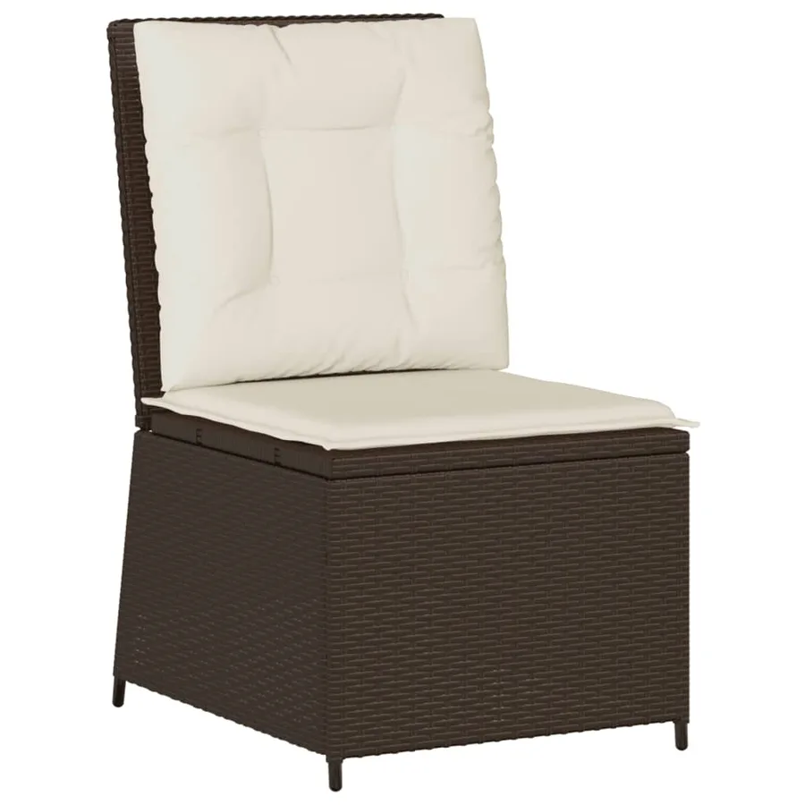 Canapé inclinable de jardin avec coussins marron résine tressée - 2