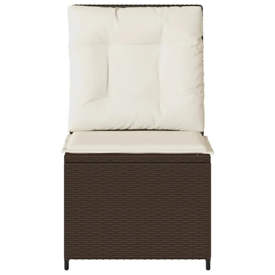Canapé inclinable de jardin avec coussins marron résine tressée - 4