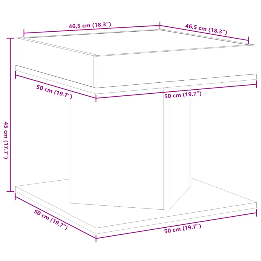 Table basse avec LED chêne marron 50x50x45 cm bois d'ingénierie - 13