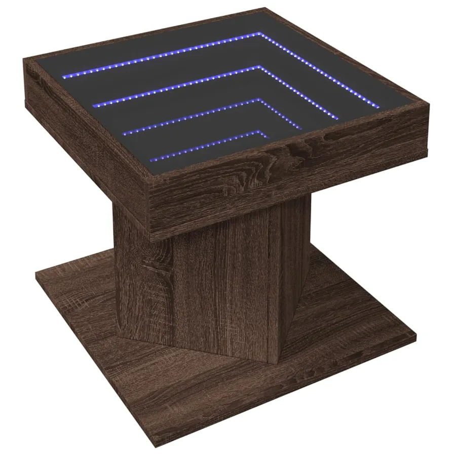 Table basse avec LED chêne marron 50x50x45 cm bois d'ingénierie - 3
