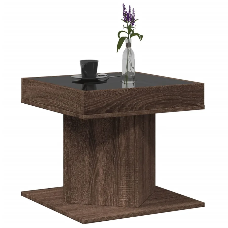 Table basse avec LED chêne marron 50x50x45 cm bois d'ingénierie - 5