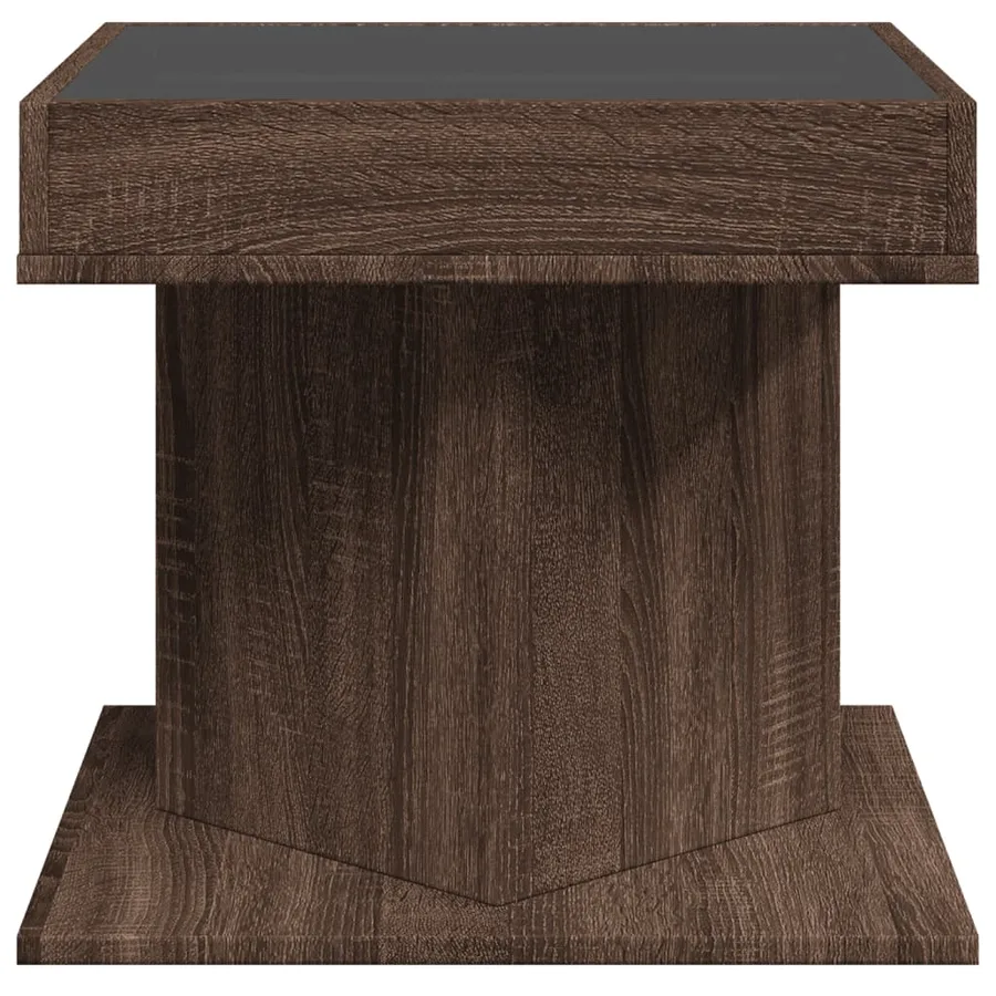 Table basse avec LED chêne marron 50x50x45 cm bois d'ingénierie - 7