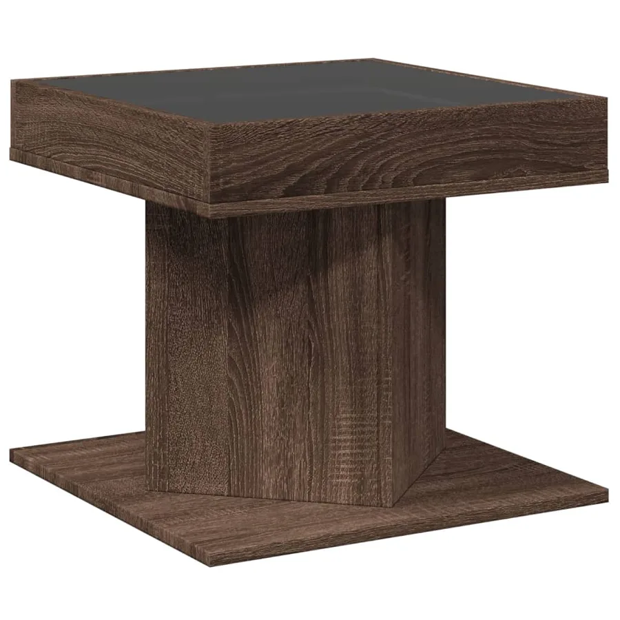 Table basse avec LED chêne marron 50x50x45 cm bois d'ingénierie - 8