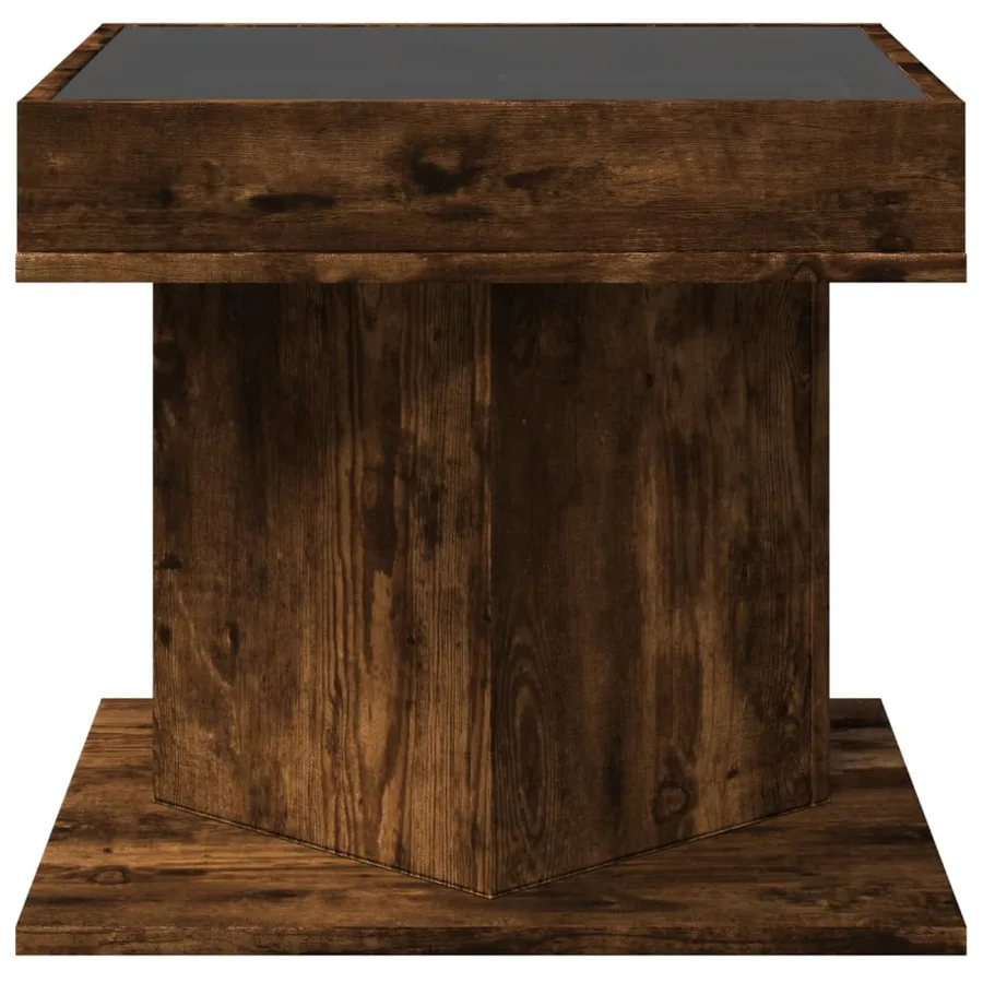 Table basse avec LED chêne fumé 50x50x45 cm bois d'ingénierie - 6