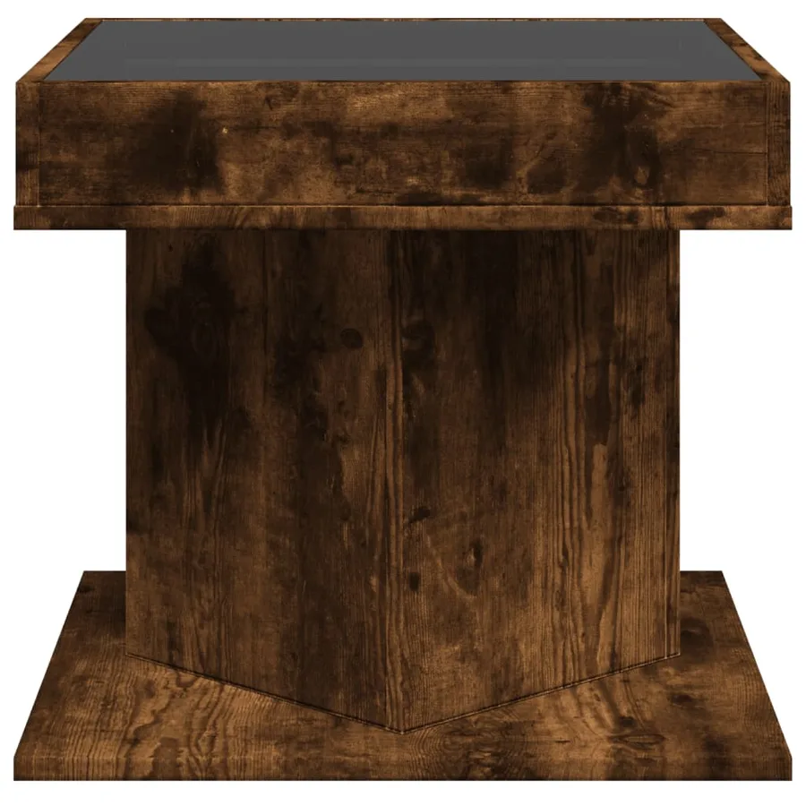 Table basse avec LED chêne fumé 50x50x45 cm bois d'ingénierie - 7