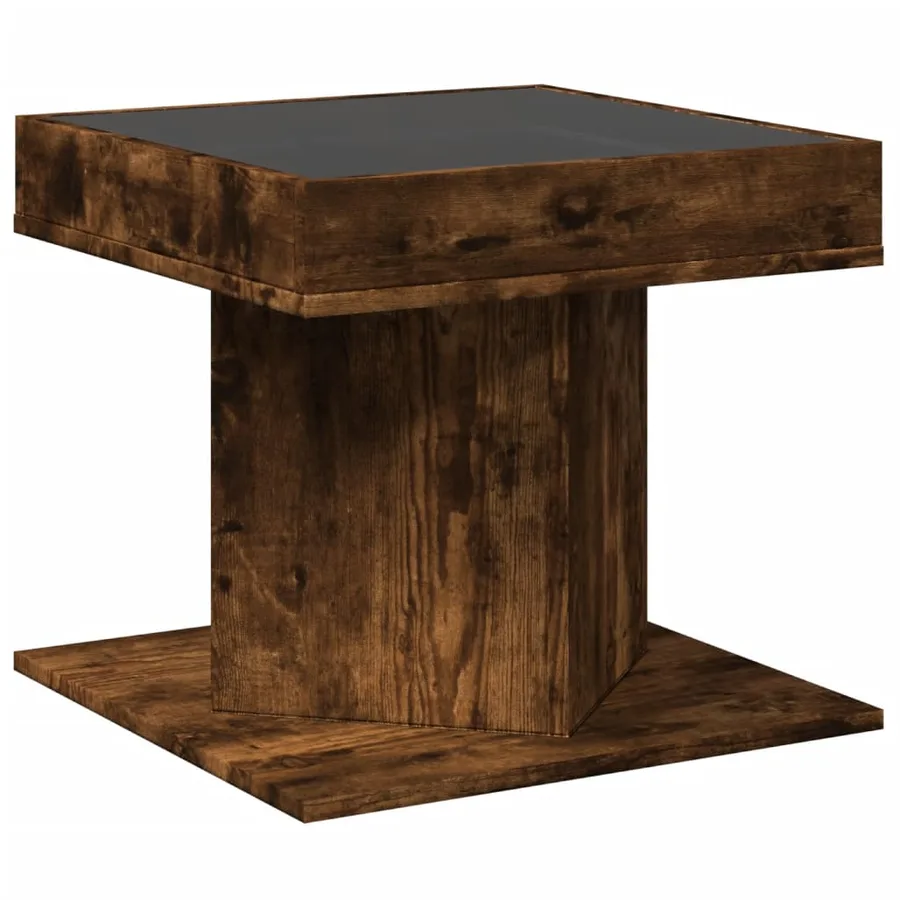 Table basse avec LED chêne fumé 50x50x45 cm bois d'ingénierie - 8