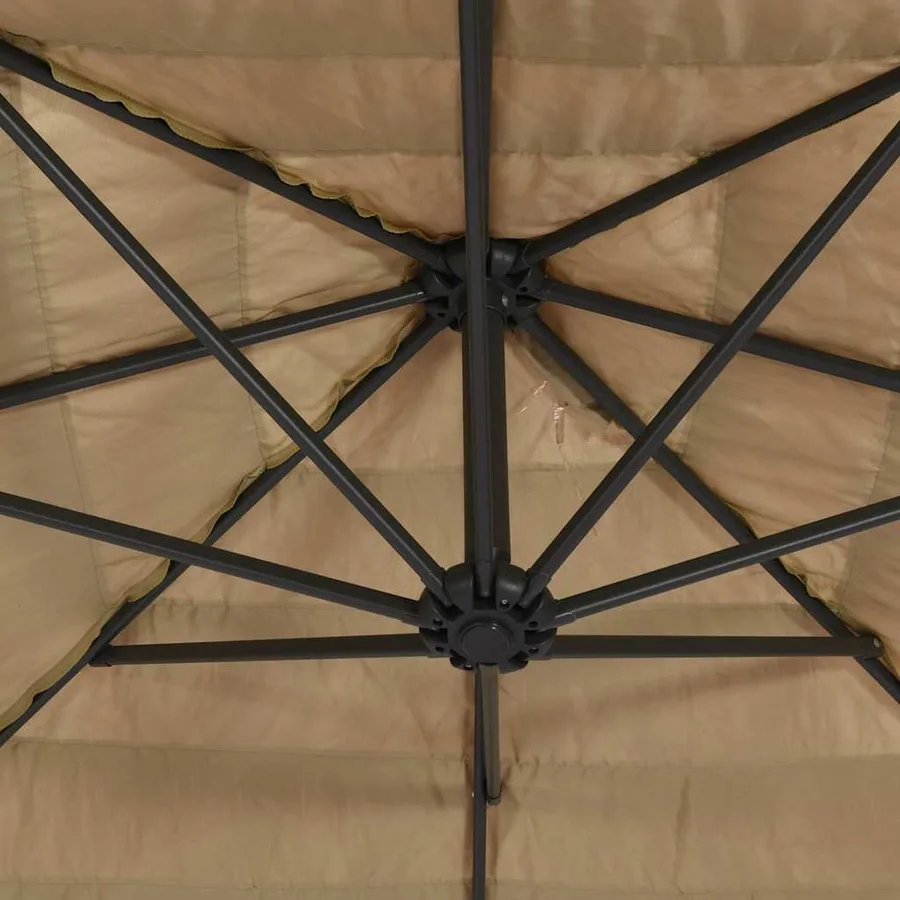Parasol de jardin avec LED et mât en acier marron 223x223x213cm - 10