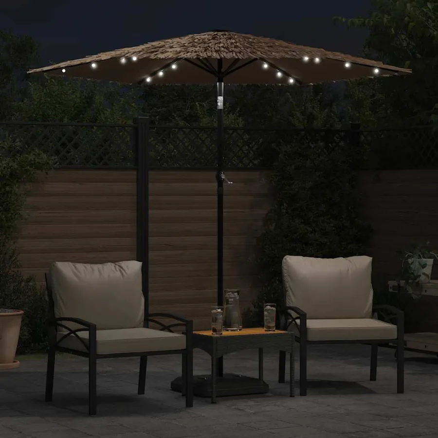 Parasol de jardin avec LED et mât en acier marron 223x223x213cm - 3