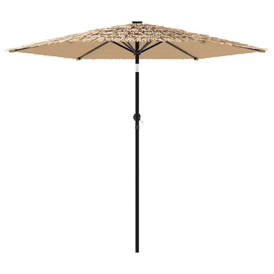 Parasol de jardin avec LED et mât en acier marron 223x223x213cm - 5