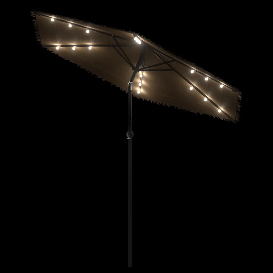 Parasol de jardin avec LED et mât en acier marron 223x223x213cm - 8