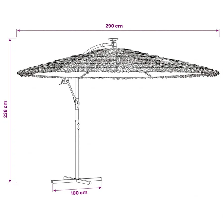 Parasol de jardin avec LED et mât en acier marron 290x290x238cm - 12