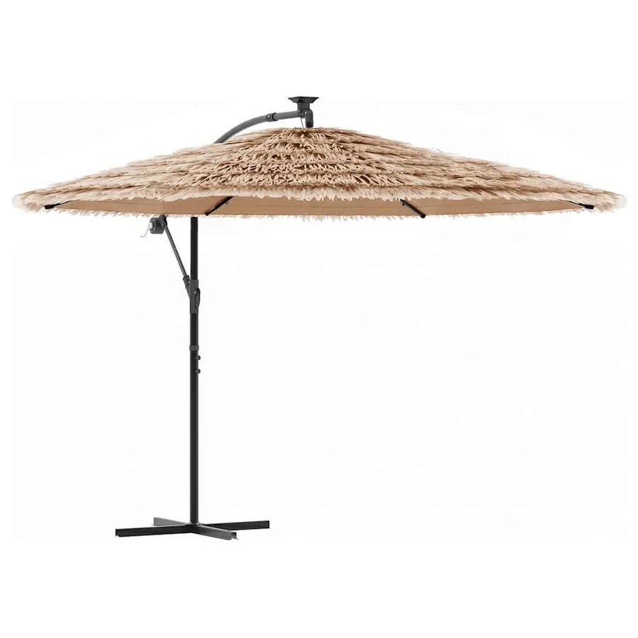 Parasol de jardin avec LED et mât en acier marron 290x290x238cm - 2