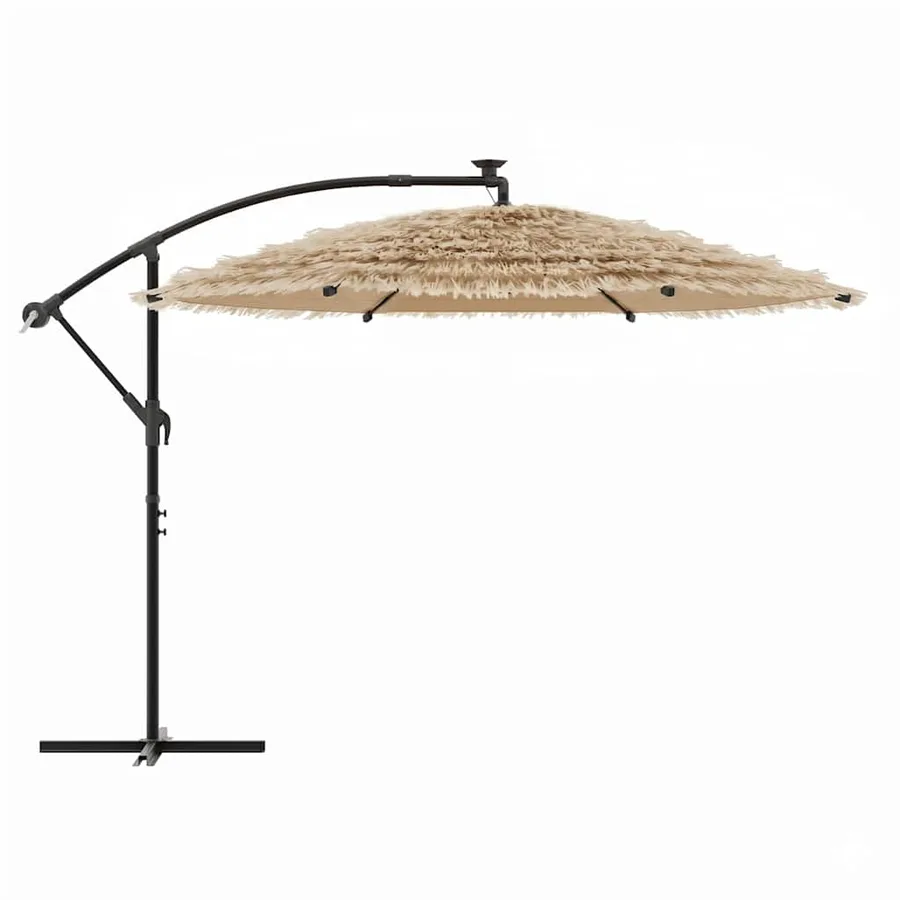 Parasol de jardin avec LED et mât en acier marron 290x290x238cm - 5