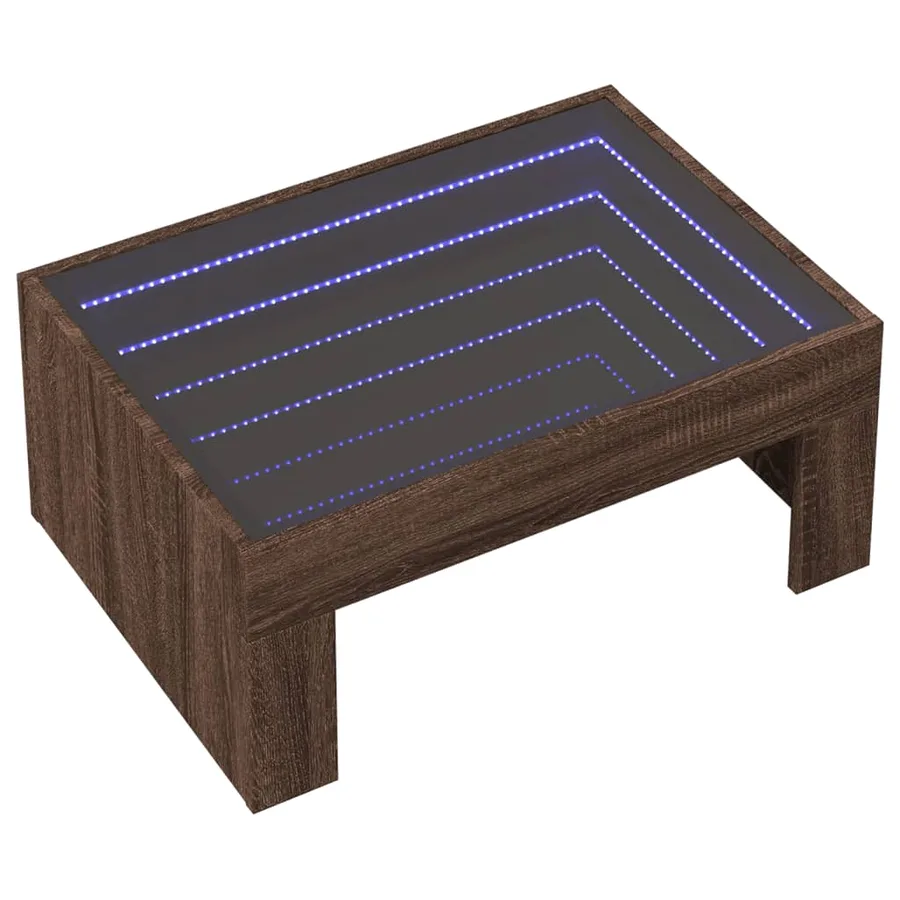 Table basse avec LED infini chêne marron 70x50x30 cm - 3