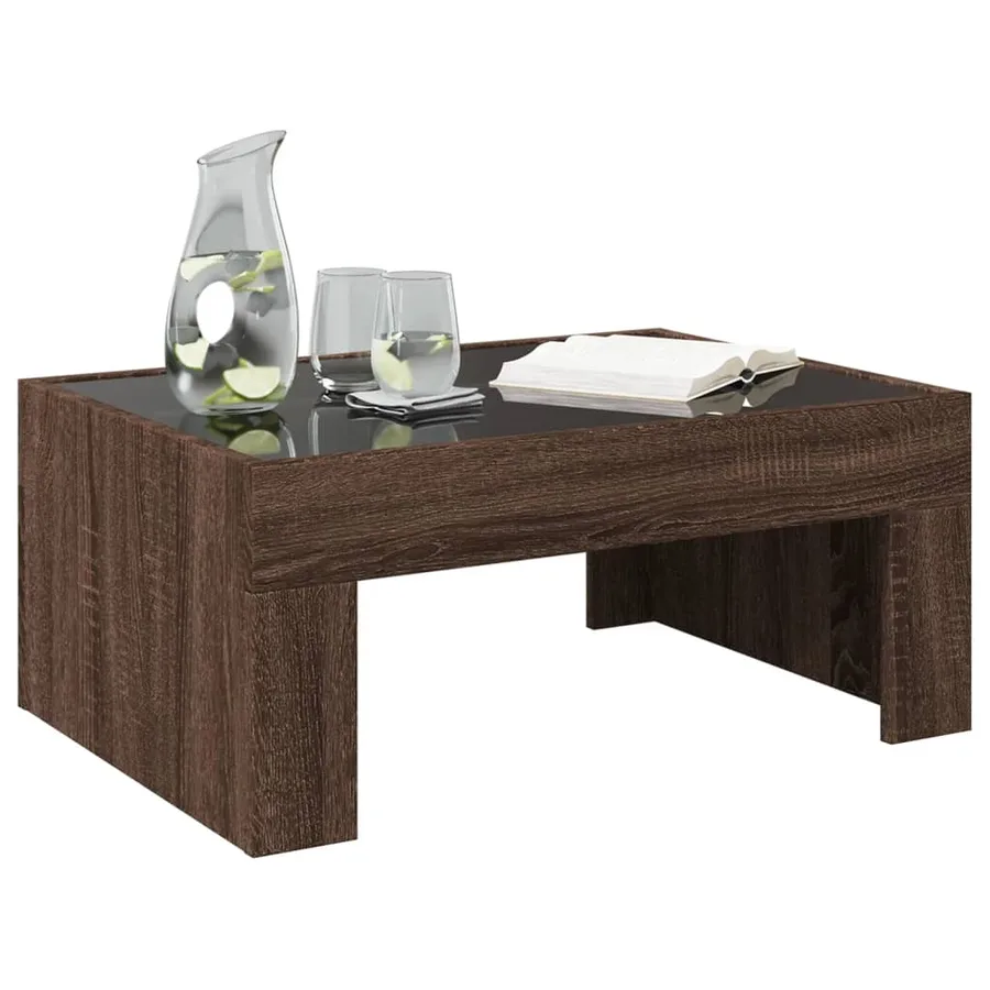 Table basse avec LED infini chêne marron 70x50x30 cm - 5