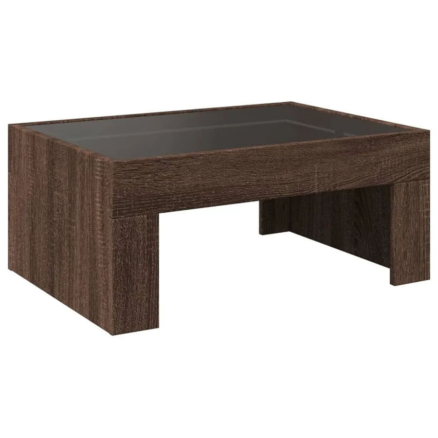 Table basse avec LED infini chêne marron 70x50x30 cm - 8