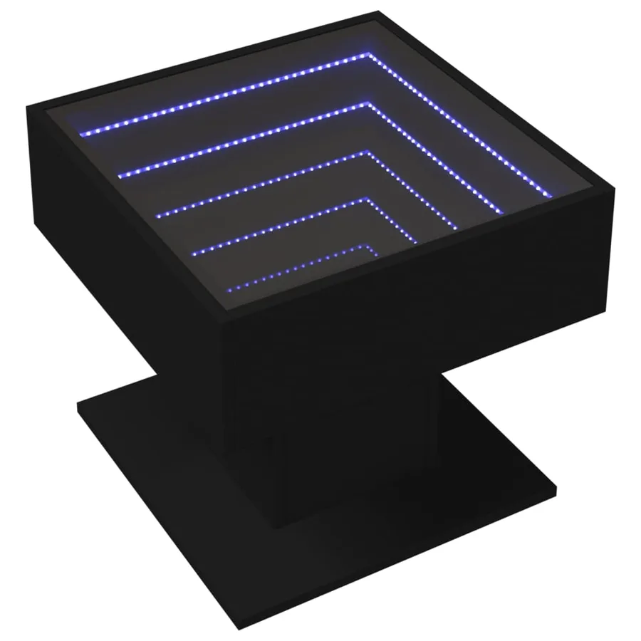 Table basse avec LED noir 50x50x45 cm bois d'ingénierie - 3