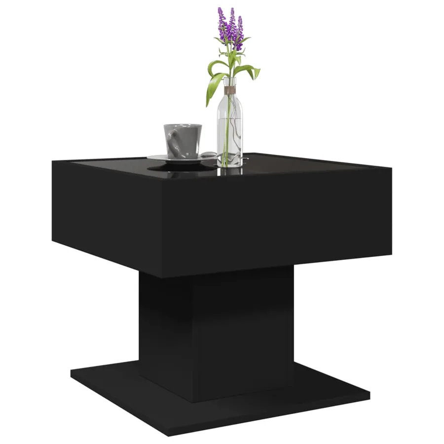 Table basse avec LED noir 50x50x45 cm bois d'ingénierie - 5