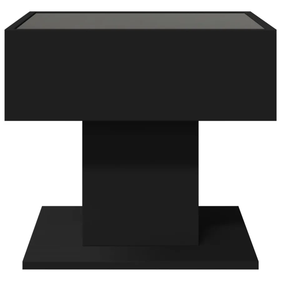 Table basse avec LED noir 50x50x45 cm bois d'ingénierie - 7