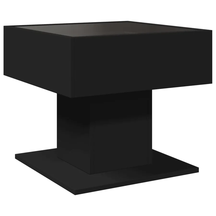 Table basse avec LED noir 50x50x45 cm bois d'ingénierie - 8