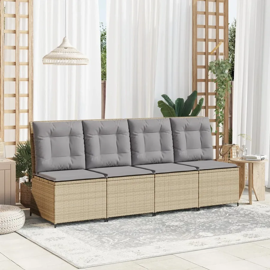 Canapé inclinable de jardin avec coussins beige résine tressée - 3