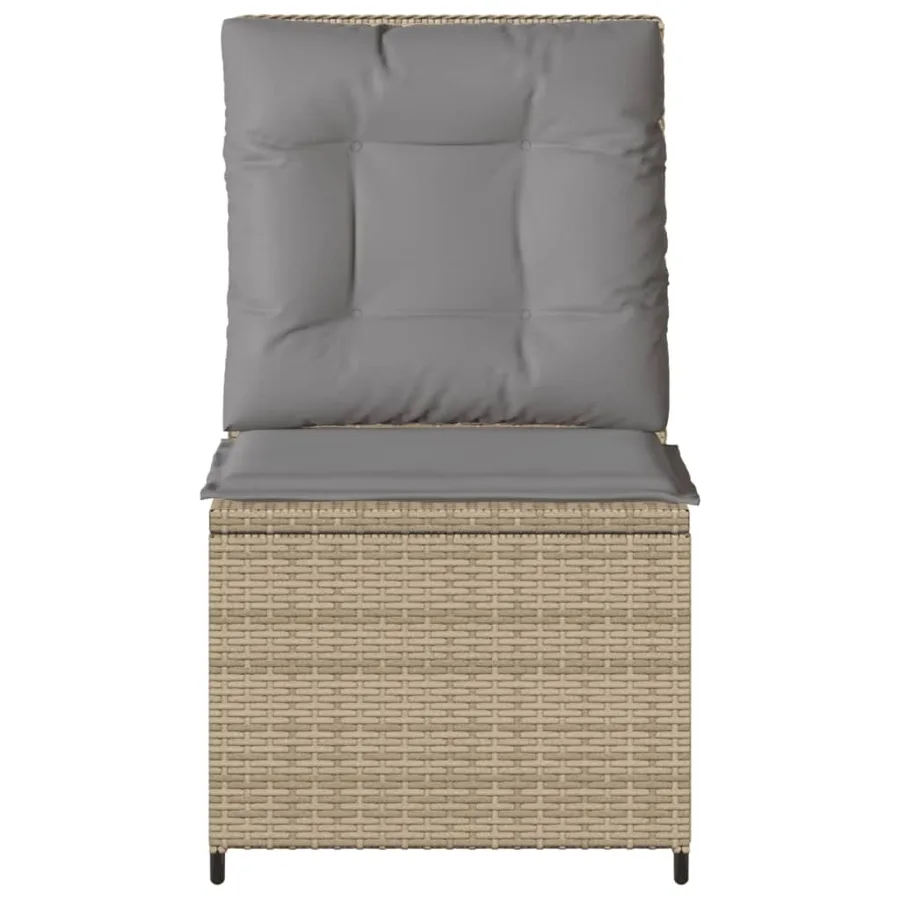 Canapé inclinable de jardin avec coussins beige résine tressée - 4