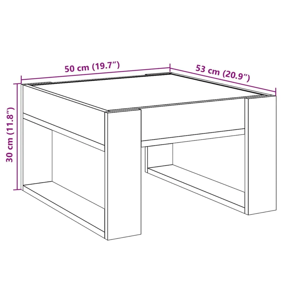 Table basse avec LED infini chêne marron 50x53x30 cm - 13