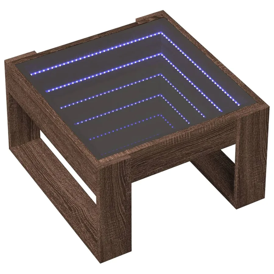 Table basse avec LED infini chêne marron 50x53x30 cm - 3